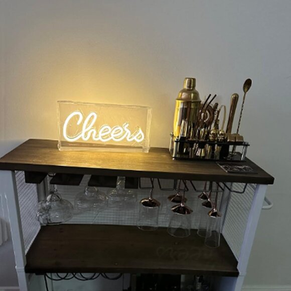 Cheers LED Neon Sign USB 3D Light Box for Bar Wall Table Party Decor Warm White - Picture 4 of 13